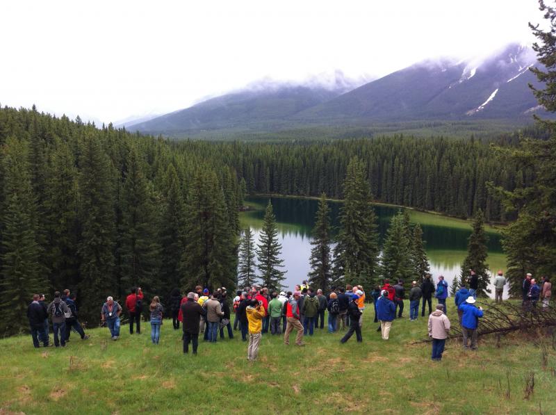 Delegates viewing Vermillion Lakes from Norquay Mountain